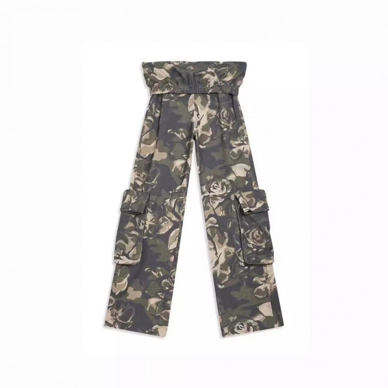Damen Cargo Utility Hose mit Blumenmuster WW