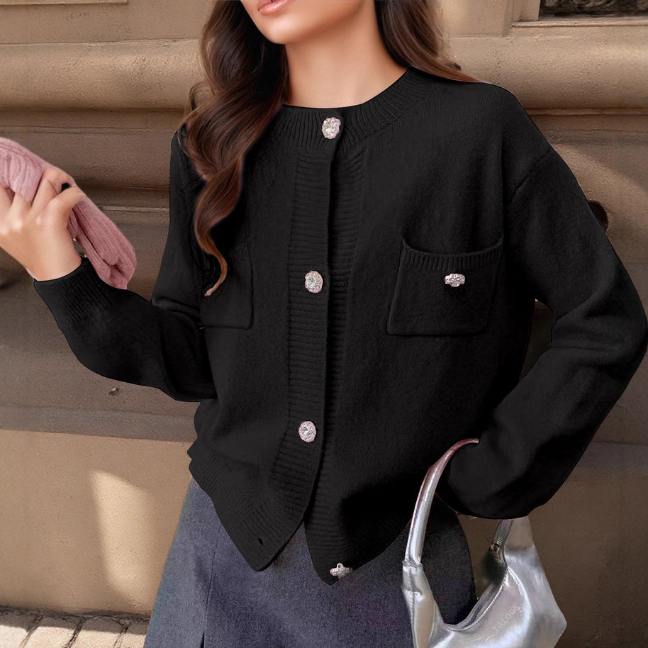 Damen Strickjacke mit eleganten Knopfdetails und praktischen Taschen WW