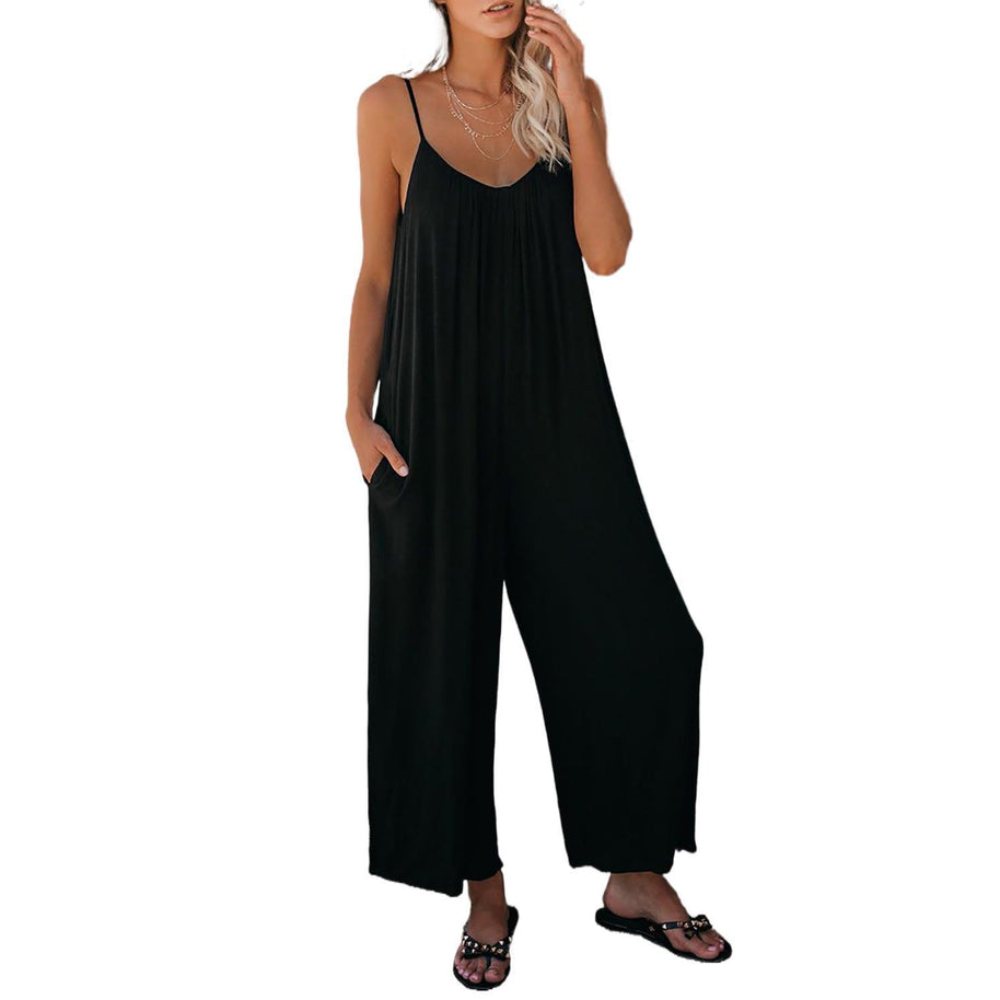 Damen Lässiger Jumpsuit mit weitem Schnitt und praktischen Taschen WW