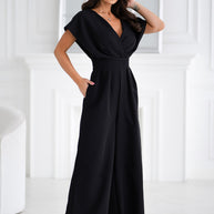 Damen Jumpsuit mit elegantem V-Ausschnitt und weitem Bein WW