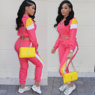 Damen Sportliches Trackset mit colorblock Design und elastischem Bund WW