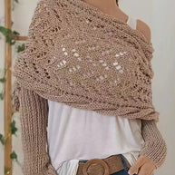 WW Hohl Langarm Gestrickter Schal Pullover