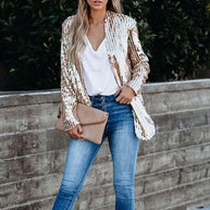 Damen Glitzernder Blazer aus Pailletten mit modernem Schnitt WW