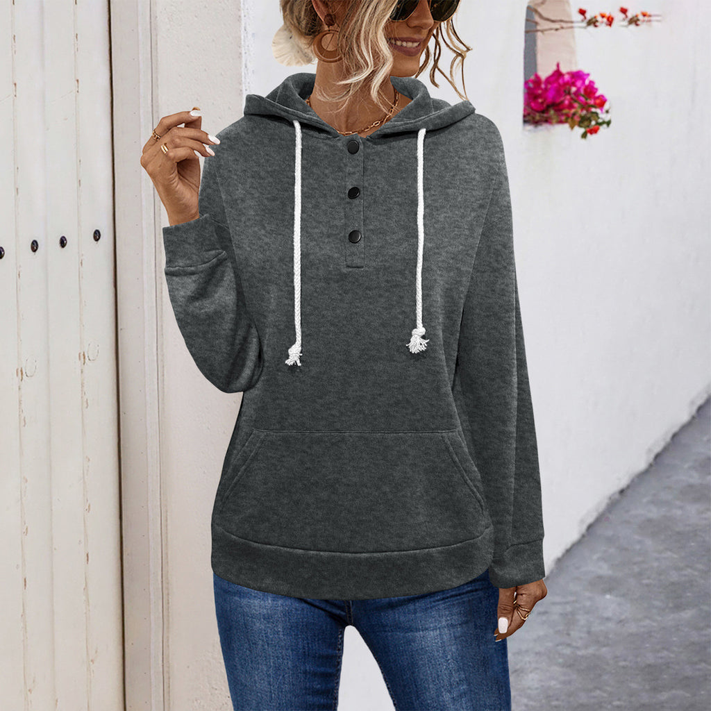 Damen Hoodie mit Knopfleiste und lässigem Schnitt WW