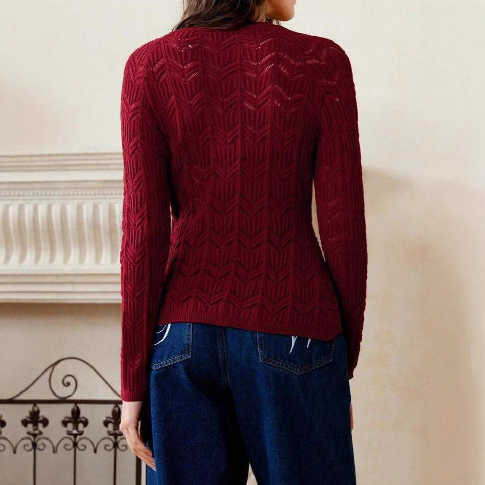 Damen Strickjacke mit V-Ausschnitt und strukturiertem Design WW