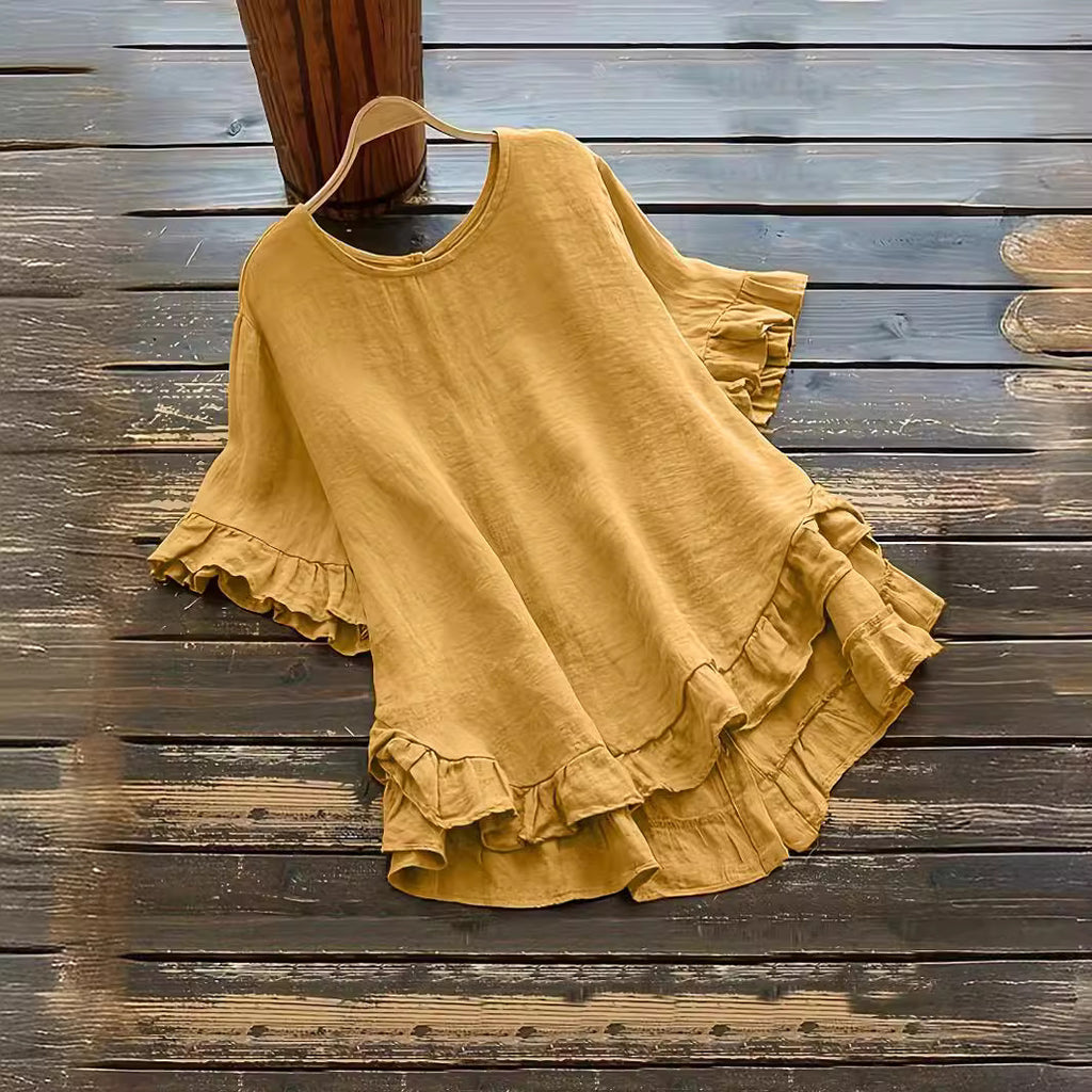 Damen lässiges Oberteil mit Rüschendetails und weit geschnittenem Design WW