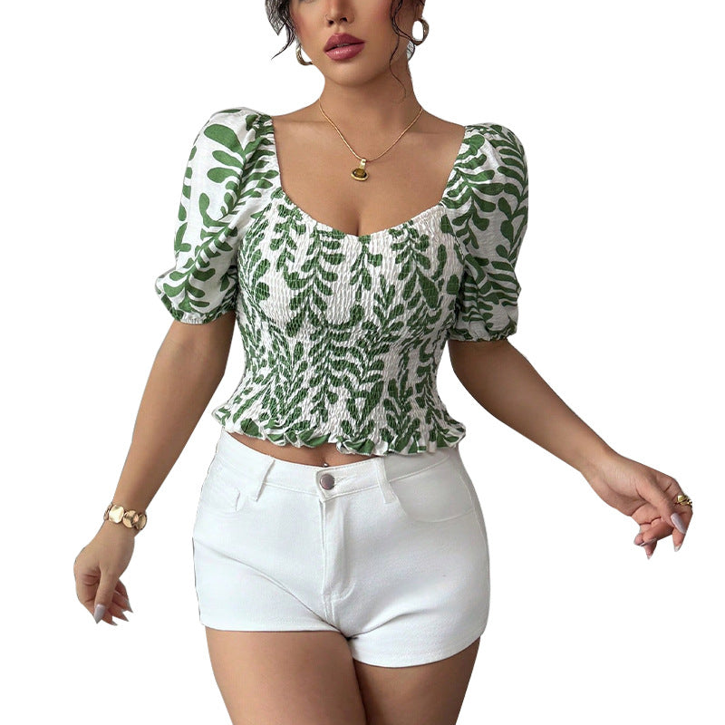 Damen Sommerbluse mit voluminösen Ärmeln und floralem Muster WW