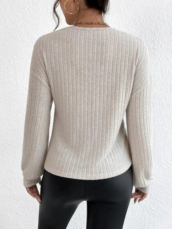 W&W Mode | V-Ausschnitt-Crossover-Pullover Für Mühelosen Stil Für Frauen