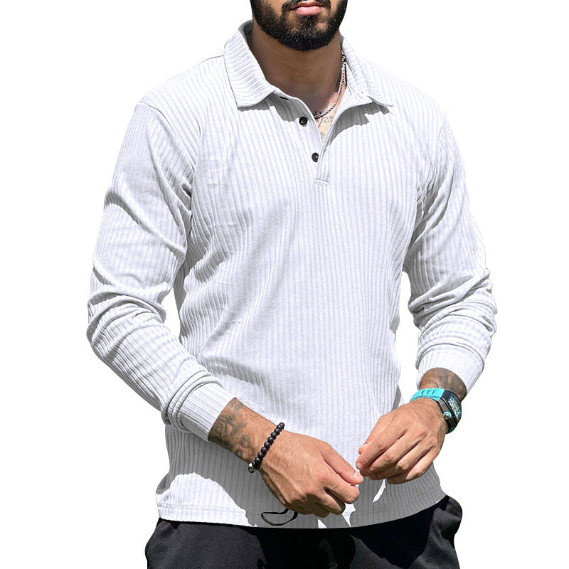 Herren Langarm Poloshirt mit strukturiertem Rippendesign und klassischem Kragen WW