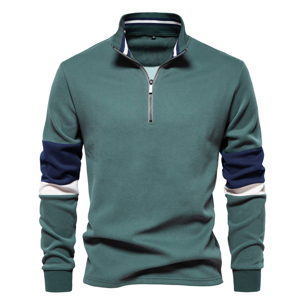 Herren Fleecepullover mit Stehkragen und modernem Zipper-Design WW