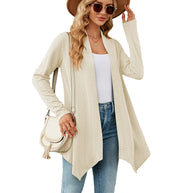 Damen Strickjacke mit strukturiertem Waffelmuster und offener Front WW