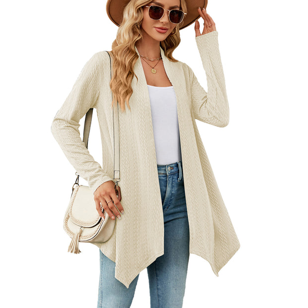 Damen Strickjacke mit strukturiertem Waffelmuster und offener Front WW