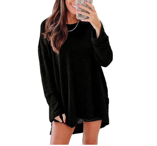 Damen Bequem Überdimensionierter Texturierter Pullover Sweater WW
