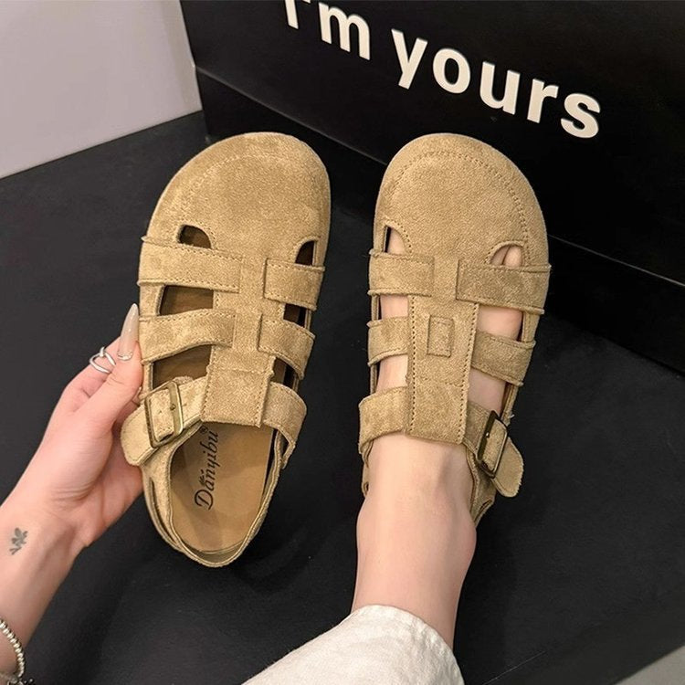 Damen Riemensandalen aus weichem Wildleder mit verstellbarem Riemendesign und rutschfester Sohle WW