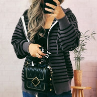 Damen Sportlicher Hoodie mit Streifenmuster und lässigem Schnitt WW