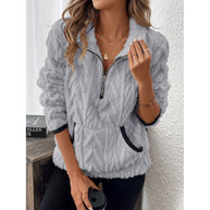 Damen Bequemer Hoodie mit hochschließendem Reißverschluss und praktischen Taschen WW