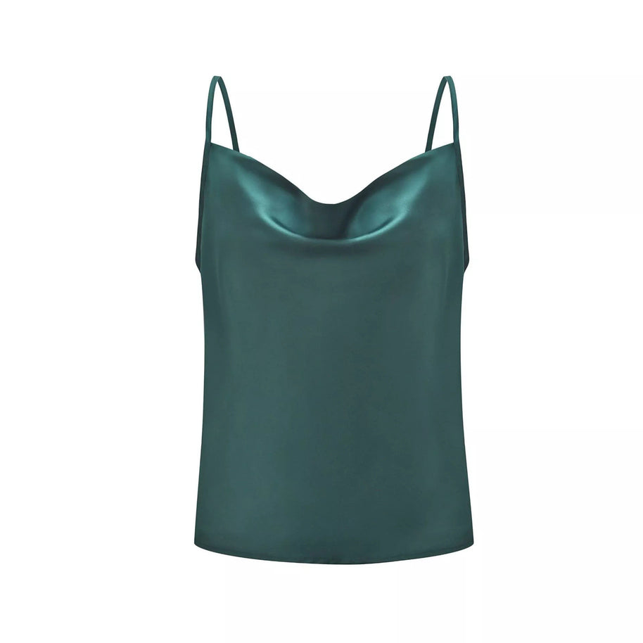 Damen Satin Top mit tiefem Ausschnitt und verstellbaren Trägern WW