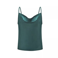 Damen Satin Top mit tiefem Ausschnitt und verstellbaren Trägern WW