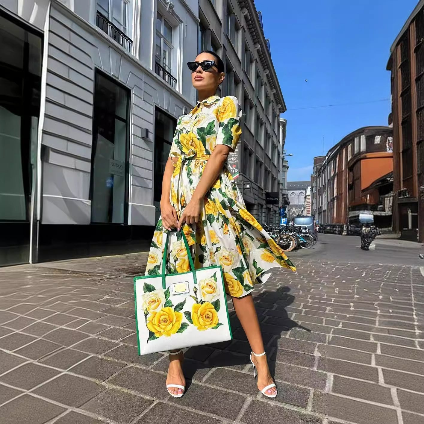 WW | Sommer Off-Shoulder Bedrucktes Kleid Set