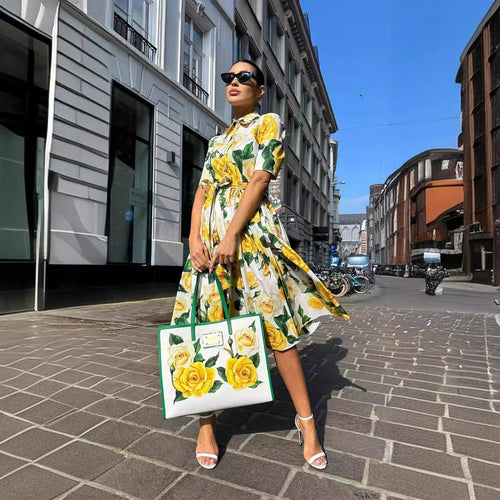 WW | Sommer Off-Shoulder Bedrucktes Kleid Set