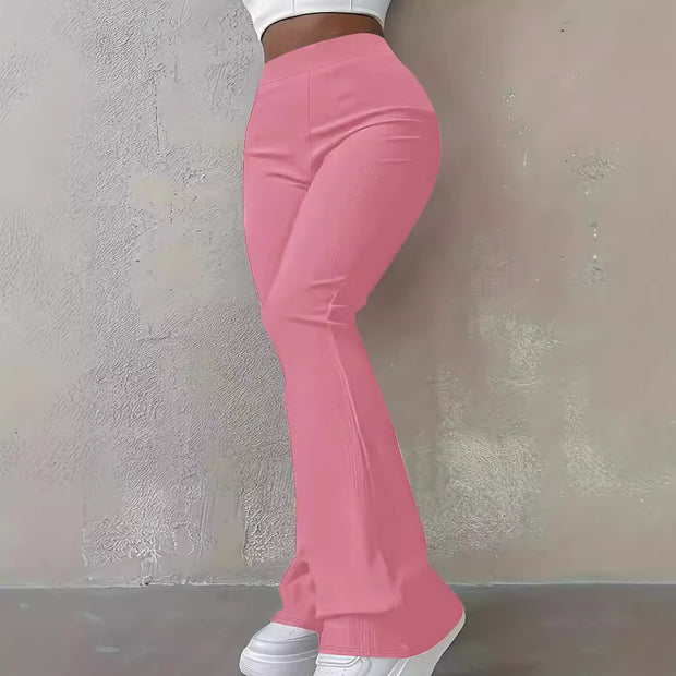 Damen Bootcut-Hose mit hohem Bund und elastischem Taillenband WW