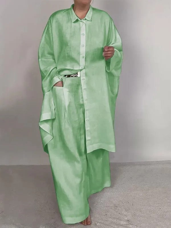 Damen Zweiteiler mit weiter Hose und Taschen