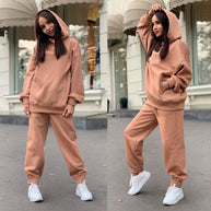 Damen Sportliches Hoodie- und Jogginghosen-Set im lässigen Design mit Kapuze WW