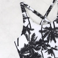 Damen Tankini-Set mit verstellbaren Trägern und modernen Palmendruck WW
