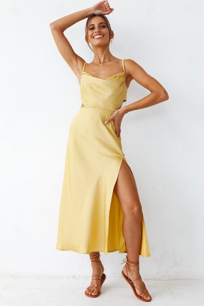 Damen Satin-Midikleid mit raffinierten Rüschendetails und elegantem Tragekomfort W&W Mode