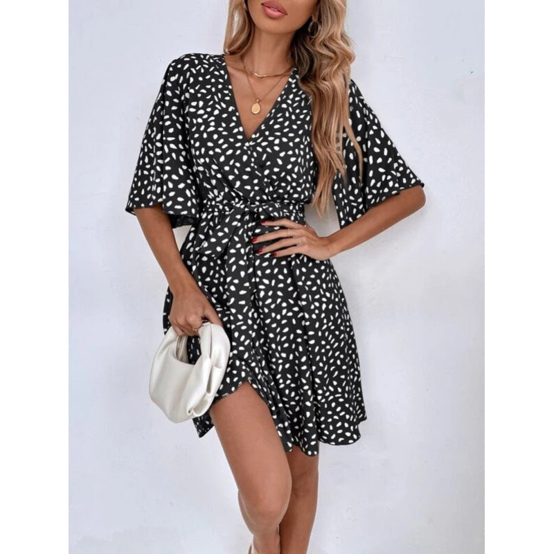 Damen Casual Wickelkleid mit Bindegürtel WW