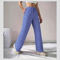 Damen Weite Karohose mit elastischem Bund und schickem Schnitt WW