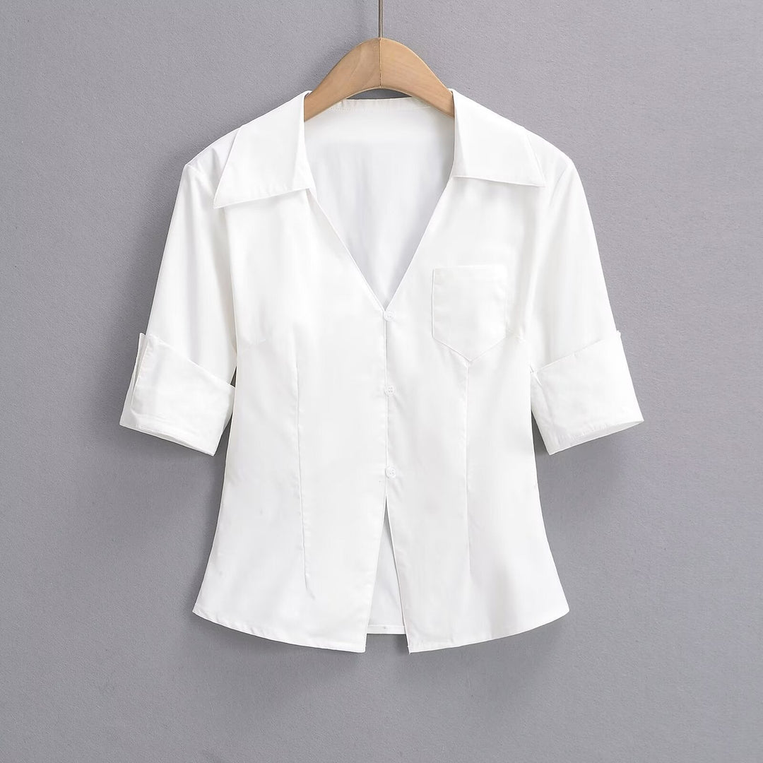 Damen Bluse mit klassischem Revers und zeitlosem Schnitt W&W Mode