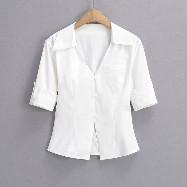 Damen Bluse mit klassischem Revers und zeitlosem Schnitt W&W Mode