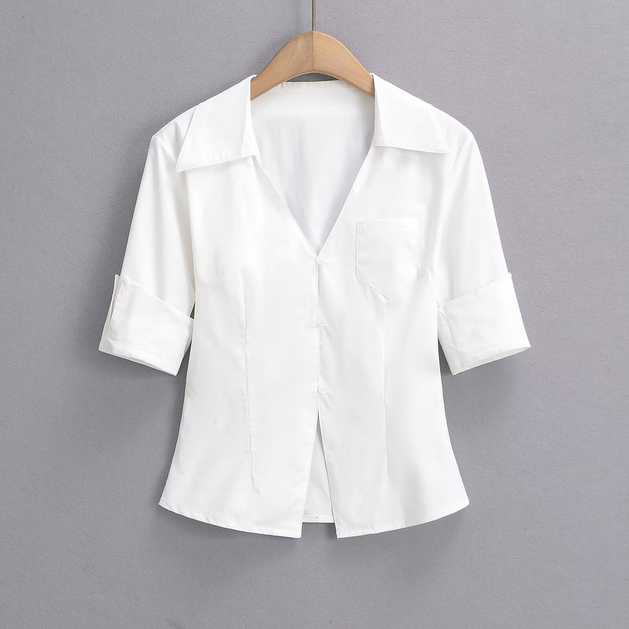 Damen Bluse mit klassischem Revers und zeitlosem Schnitt WW