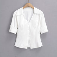 Damen Bluse mit klassischem Revers und zeitlosem Schnitt WW