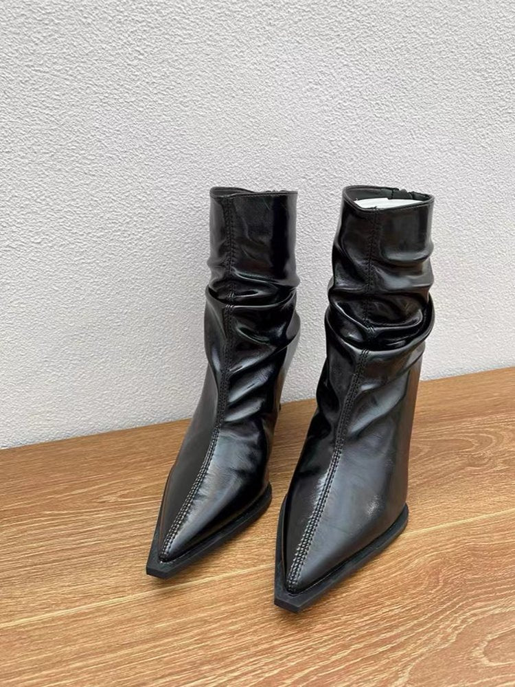 Damen elegante Stiefeletten mit spitzem Zehenbereich und lässigem Schlupfdesign W&W Mode