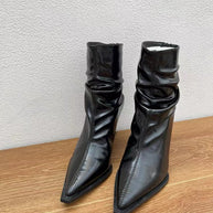 Damen elegante Stiefeletten mit spitzem Zehenbereich und lässigem Schlupfdesign W&W