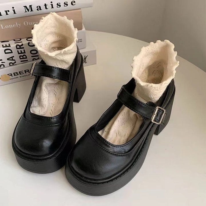 Damen Mary-Jane-Pumps mit Blockabsatz und verstellbarem Riemen