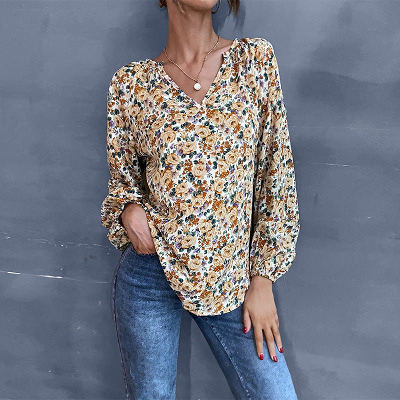Damen Bluse mit floralem Design und eleganten Puffärmeln WW