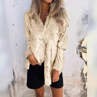 Damen glänzende Satin-Bluse mit modernen Cut-Out-Details WW