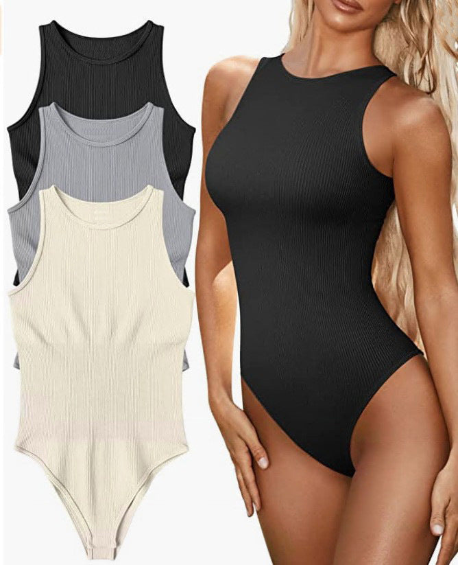 Damen Badeanzug mit hohem Beinausschnitt und modernem Rippenmuster WW