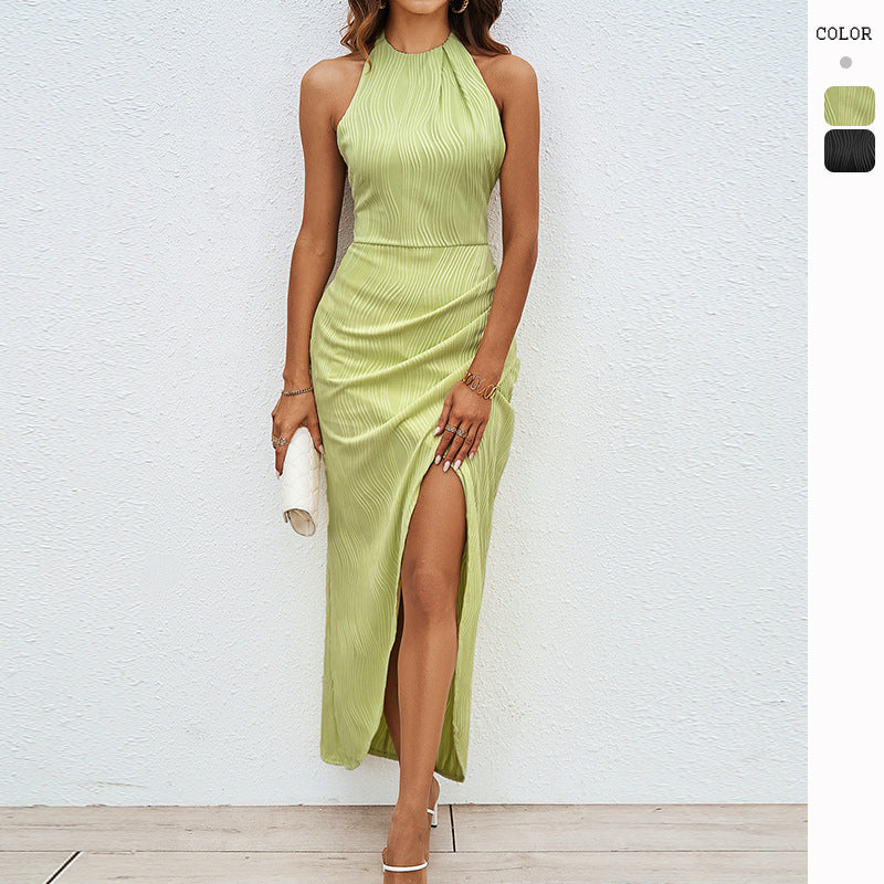 Damen Maxikleid mit hohem Schlitz und eleganter Raffung WW