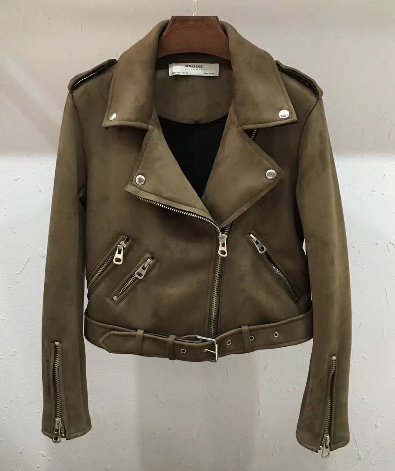 Damen Bikerjacke aus hochwertigem Wildlederimitat mit asymmetrischem Reißverschluss WW