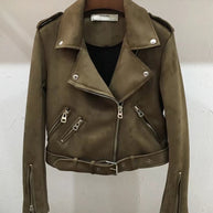 Damen Bikerjacke aus hochwertigem Wildlederimitat mit asymmetrischem Reißverschluss WW