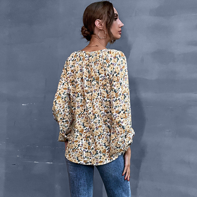 Damen Bluse mit floralem Design und eleganten Puffärmeln WW
