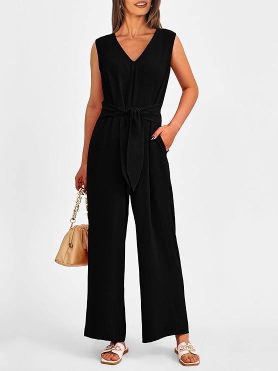 Damen eleganter Jumpsuit mit tailliertem Schnitt und weitem Bein WW