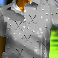 Damen Kurzarm-Hemd mit modischem Golf-Print und komfortablem Schnitt WW