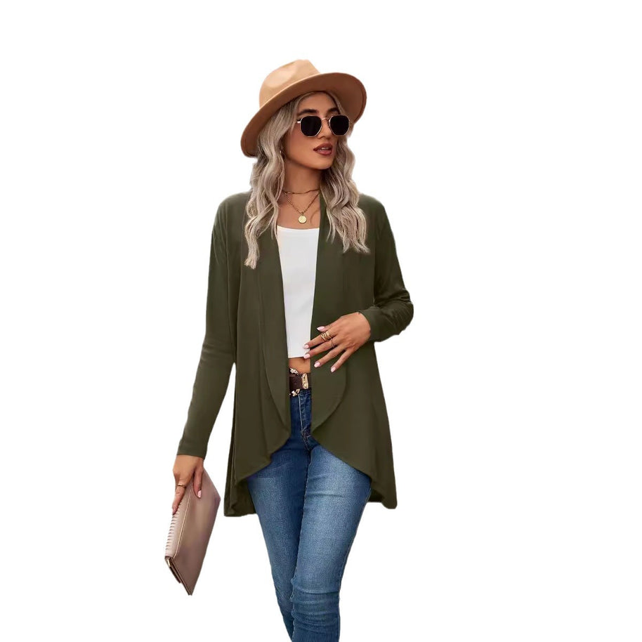 Damen Strickjacke mit asymmetrischem Saum und lässigem Schnitt WW