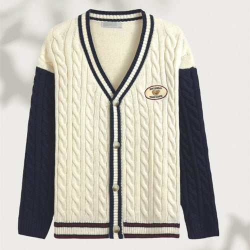 Damen Strickcardigan mit V-Ausschnitt und raffiniertem Muster WW