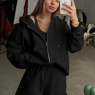 Damen bequeme Sweatshorts mit Oversized Hoodie WW